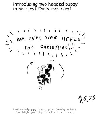 the first ever two headed puppy christmas card