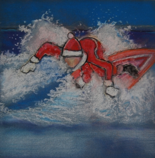 Surfing Santa Claus